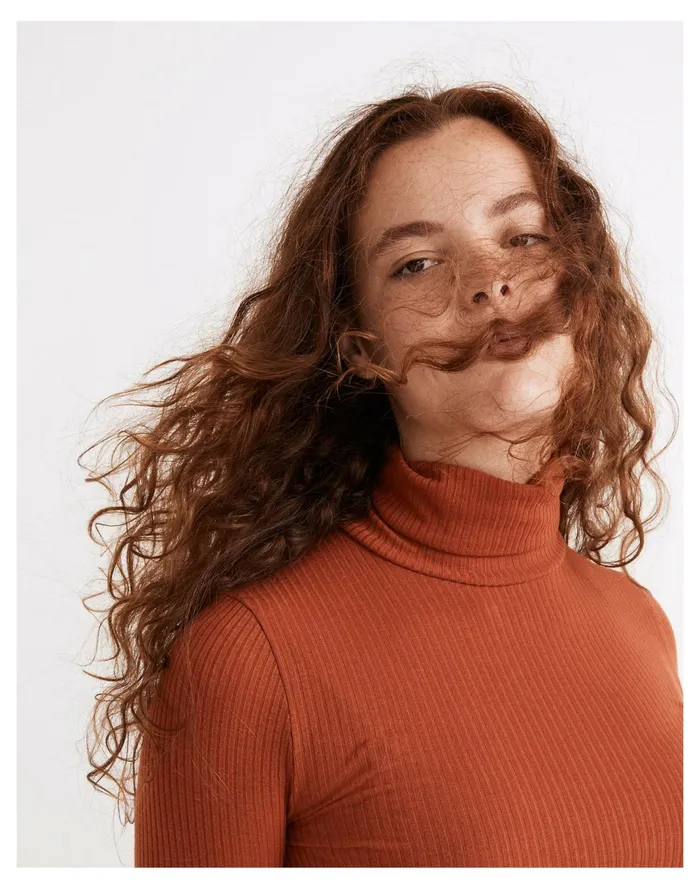 Women Ribbed Turtleneck Top Rusty Torch Madewell Tees Women Ribbed Turtleneck Top Rusty Torch Madewell Tees