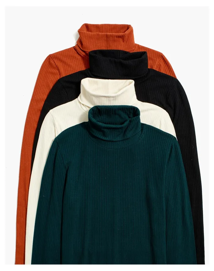 Women Ribbed Turtleneck Top Rusty Torch Madewell Tees Women Ribbed Turtleneck Top Rusty Torch Madewell Tees