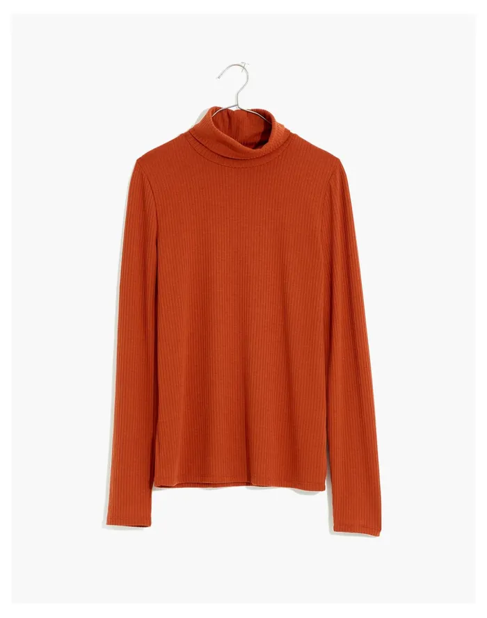 Women Ribbed Turtleneck Top Rusty Torch Madewell Tees Women Ribbed Turtleneck Top Rusty Torch Madewell Tees
