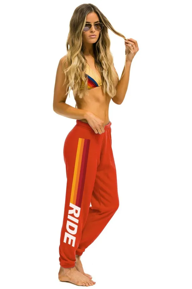 Women RIDE LOGO WHITE SWEATPANTS 8211 ORANGE Aviator Nation Sweatpants