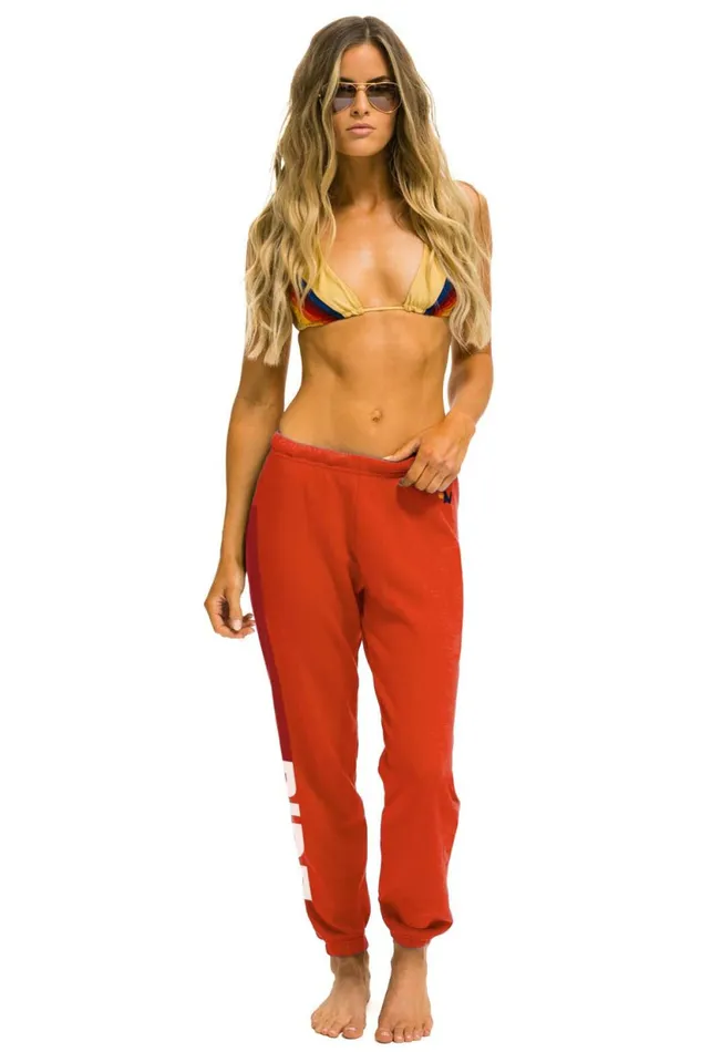 Women RIDE LOGO WHITE SWEATPANTS 8211 ORANGE Aviator Nation Sweatpants Women RIDE LOGO WHITE SWEATPANTS 8211 ORANGE Aviator Nation Sweatpants