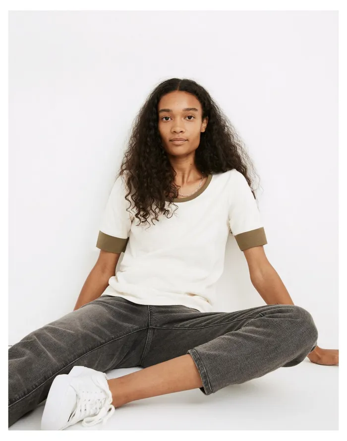 Women Ringer Elbow Sleeve Tee Lighthouse Madewell Tees