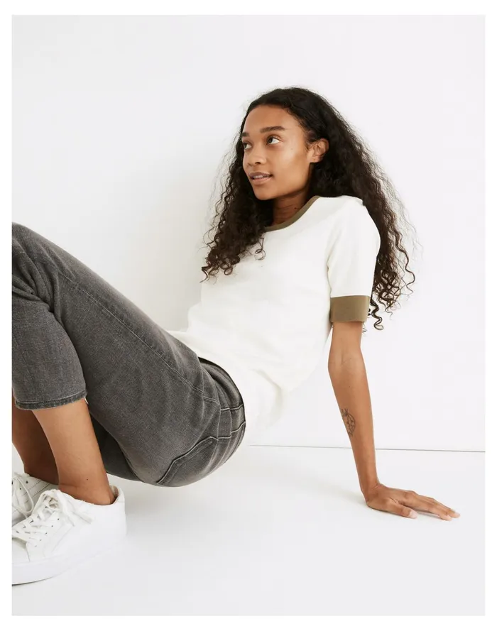 Women Ringer Elbow Sleeve Tee Lighthouse Madewell Tees Women Ringer Elbow Sleeve Tee Lighthouse Madewell Tees