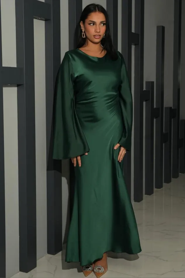 Women Robe Ample Satine Et Croise Au Dos Vert Fonc Green Brentiny Paris Short Dresses Women Robe Ample Satine Et Croise Au Dos Vert Fonc Green Brentiny Paris Short Dresses