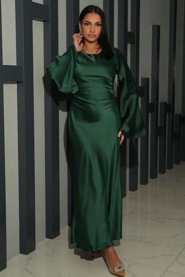 Women Robe Ample Satine Et Croise Au Dos Vert Fonc Green Brentiny Paris Short Dresses Women Robe Ample Satine Et Croise Au Dos Vert Fonc Green Brentiny Paris Short Dresses