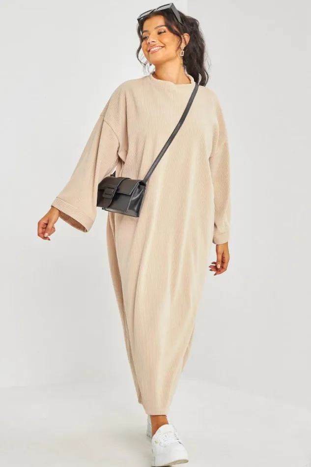 Women Robe Beige Ctele En Velours Beige Brentiny Paris Short Dresses