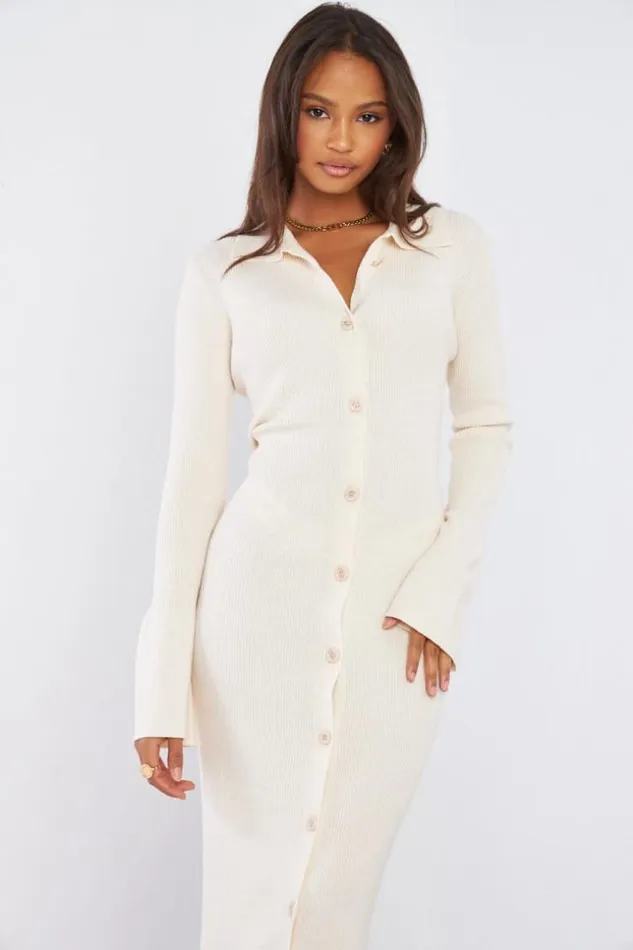 Women Robe Chemise Beige Boutons Beige Brentiny Paris Short Dresses