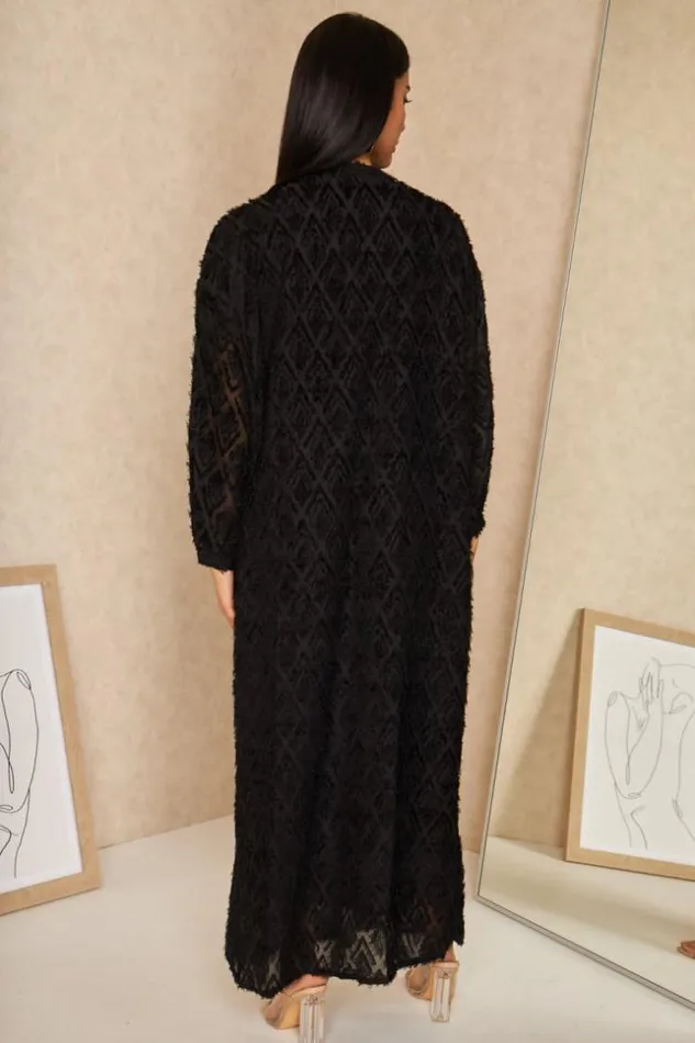 Women Robe Gilet Longue Duveteuse Noire Black Brentiny Paris Cardigans