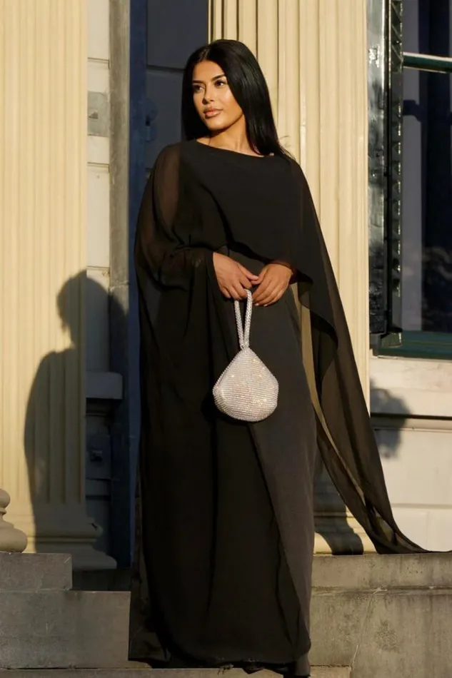 Women Robe Noire Ample Satine Empicement Voile Black Brentiny Paris Short Dresses Women Robe Noire Ample Satine Empicement Voile Black Brentiny Paris Short Dresses