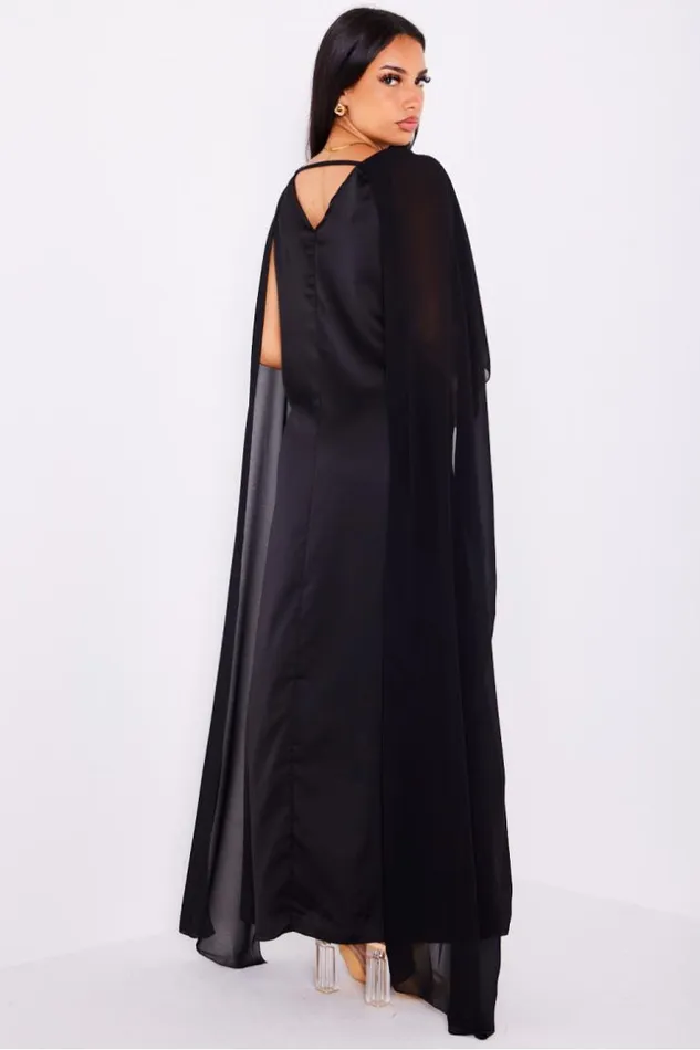 Women Robe Noire Ample Satine Empicement Voile Black Brentiny Paris Short Dresses Women Robe Noire Ample Satine Empicement Voile Black Brentiny Paris Short Dresses