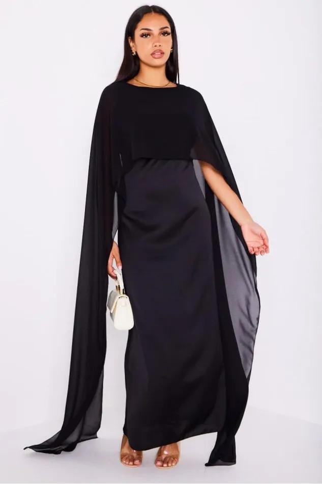 Women Robe Noire Ample Satine Empicement Voile Black Brentiny Paris Short Dresses Women Robe Noire Ample Satine Empicement Voile Black Brentiny Paris Short Dresses