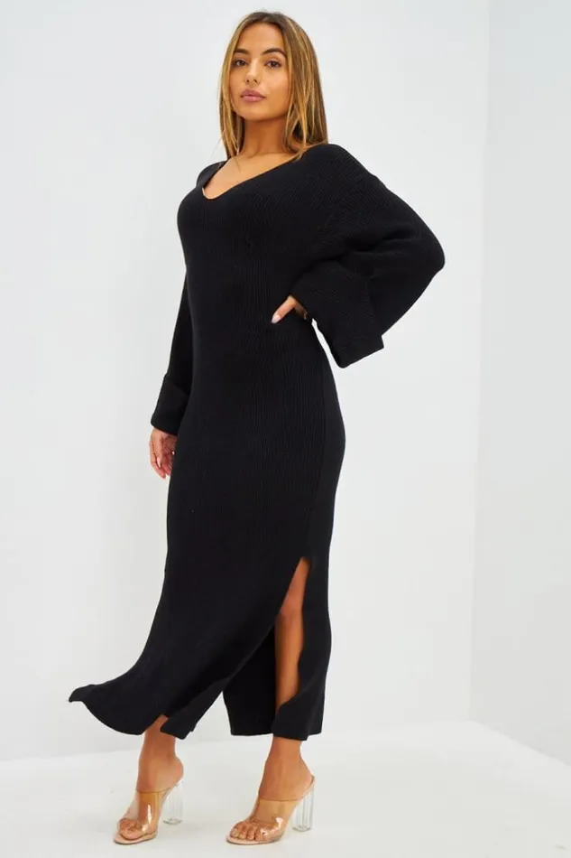 Women Robe Pull Longue Noire Ctel Col Rond Brentiny Paris Short Dresses