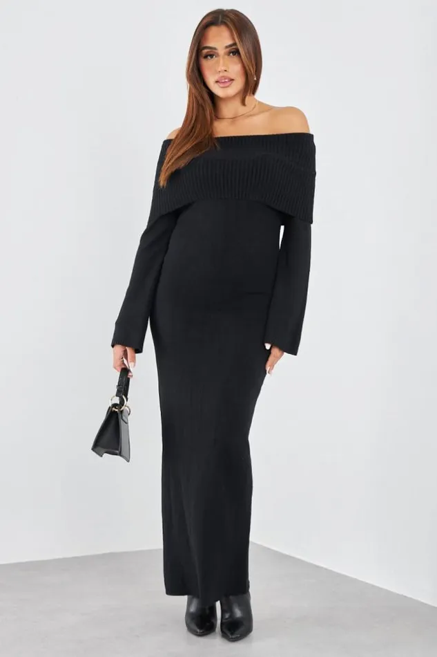 Women Robe Pull Noir Empicement Aux paules Black Brentiny Paris Short Dresses
