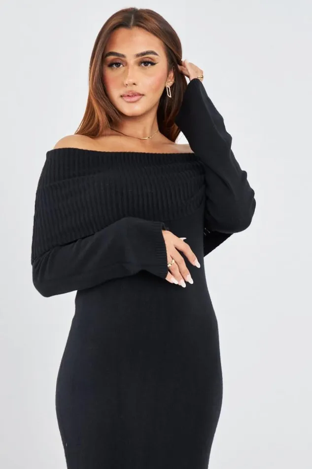 Women Robe Pull Noir Empicement Aux paules Black Brentiny Paris Short Dresses Women Robe Pull Noir Empicement Aux paules Black Brentiny Paris Short Dresses