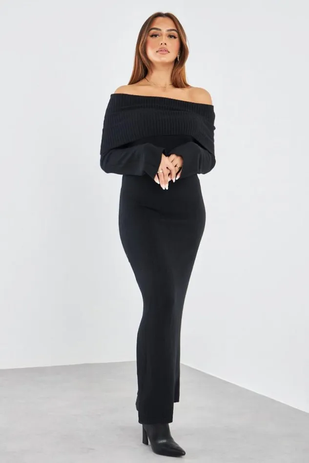 Women Robe Pull Noir Empicement Aux paules Black Brentiny Paris Short Dresses Women Robe Pull Noir Empicement Aux paules Black Brentiny Paris Short Dresses