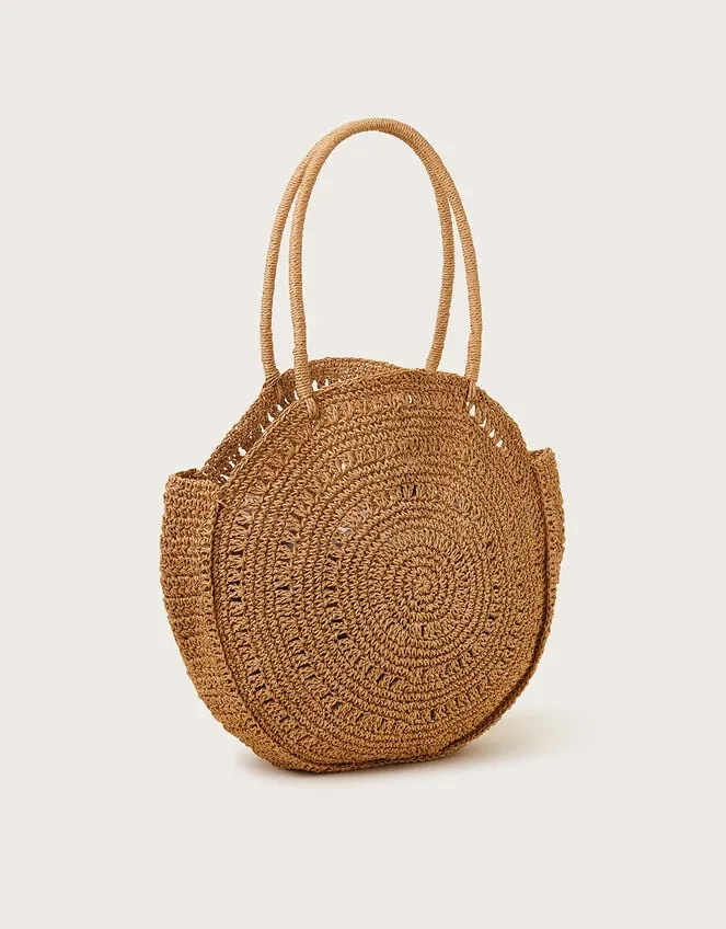 Women Round Metallic Raffia Bag Monsoon Bags and Purses