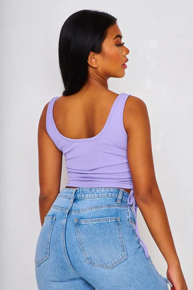 Women Ruched Side Crop Top Grey Brentiny Paris Top And Tank Tops