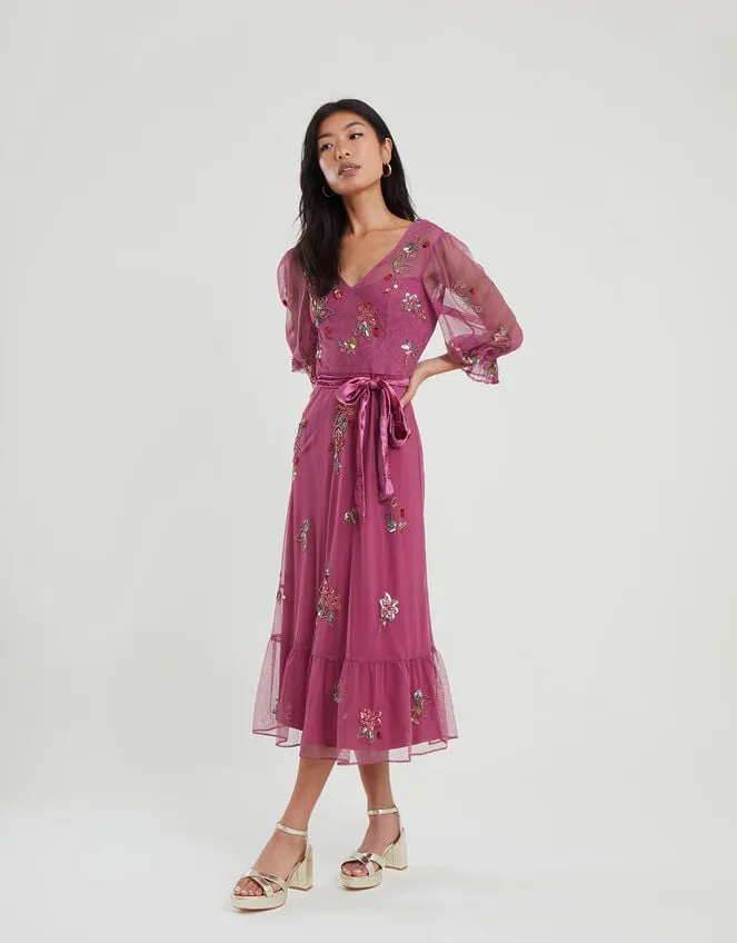 Women Sabrina Embellished Midi Dress Pink Monsoon Occasionwear