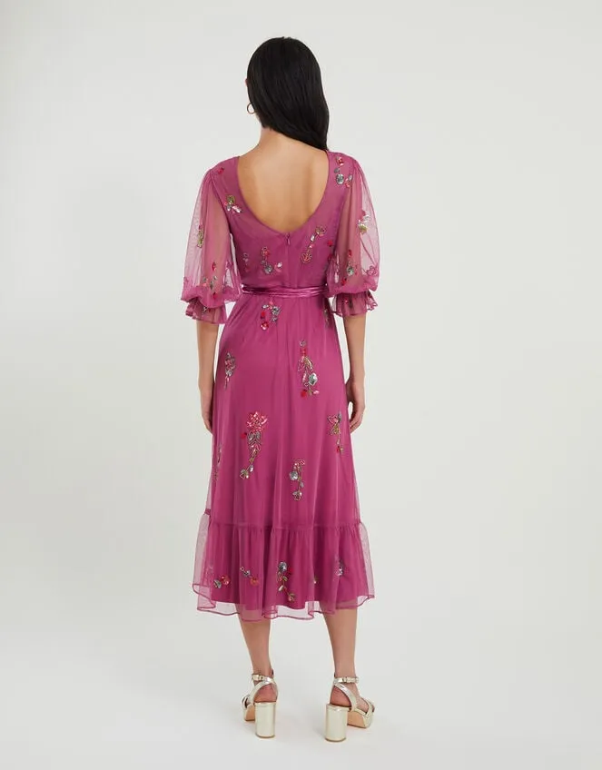 Women Sabrina Embellished Midi Dress Pink Monsoon Occasionwear