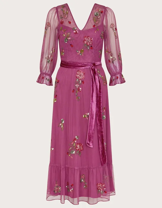 Women Sabrina Embellished Midi Dress Pink Monsoon Occasionwear