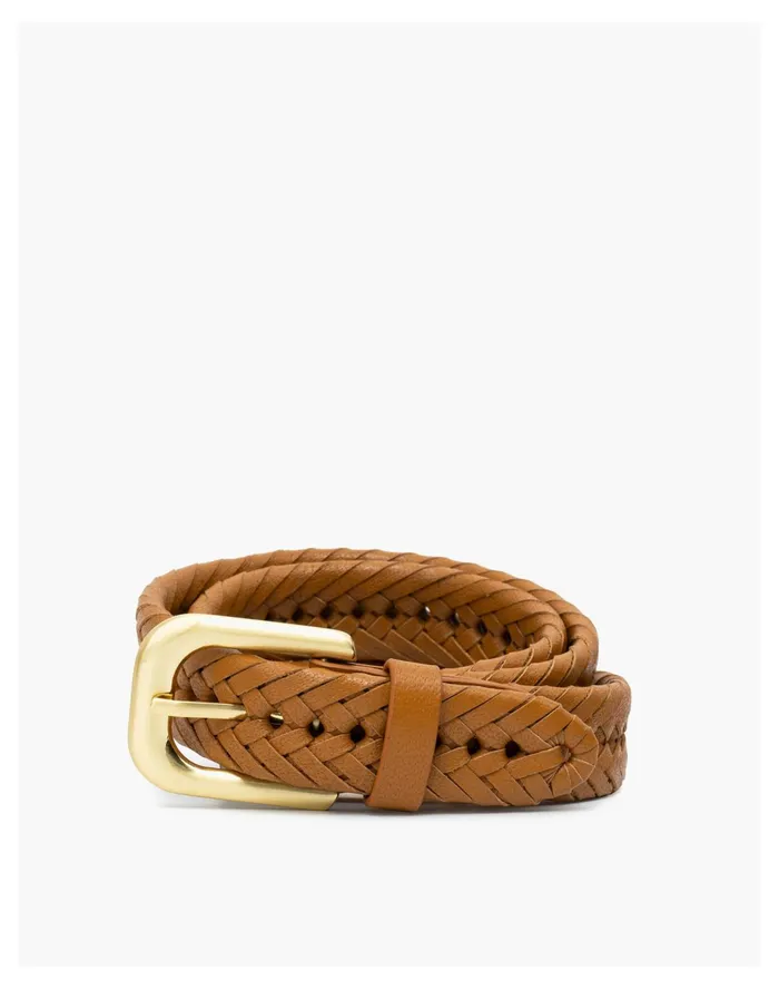 Women Sancia Braided Leather Elipsy Belt Brown Madewell Belts