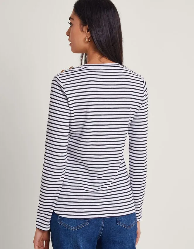 Women Saskia Metallic Stripe Top Ivory Monsoon Casualwear