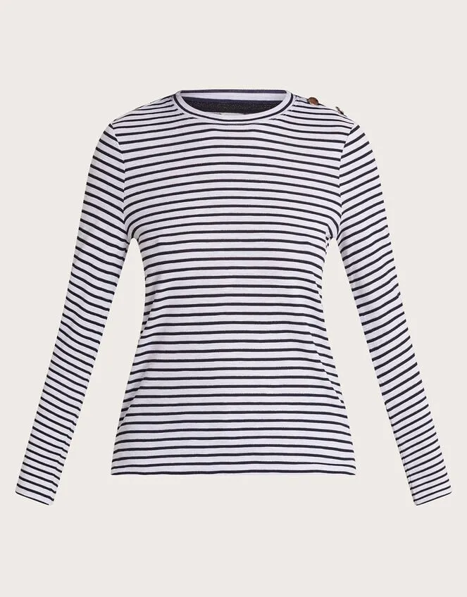 Women Saskia Metallic Stripe Top Ivory Monsoon Casualwear