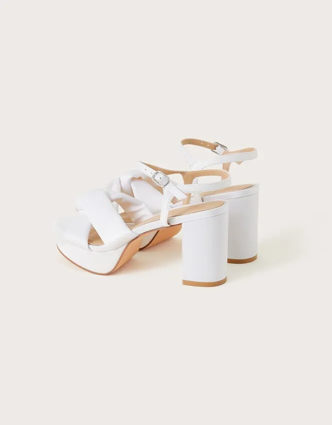 Women Satin Knot Platform Heeled Sandals Ivory Monsoon Platforms