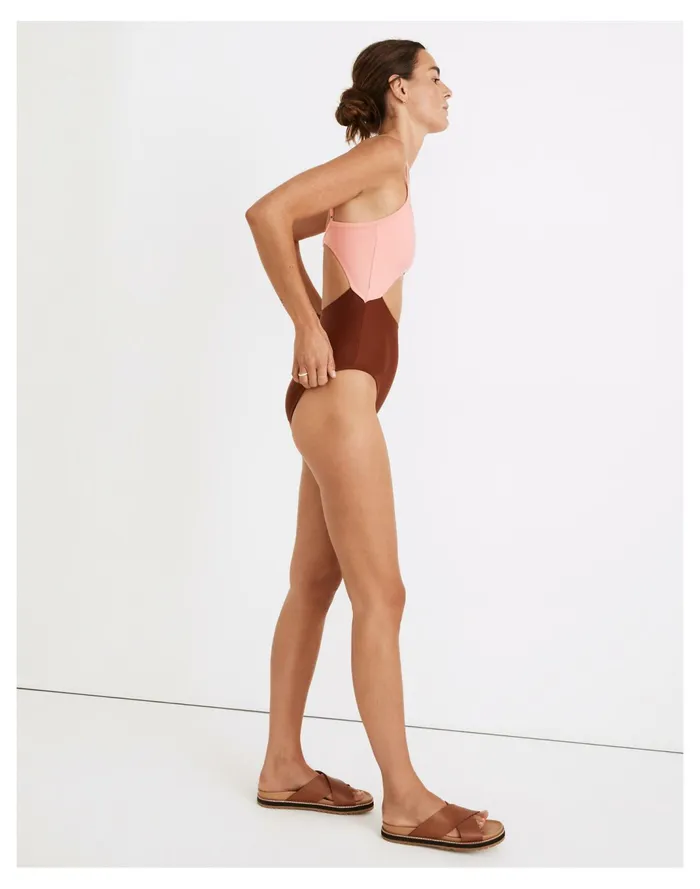 Women Second Wave Cutout One Piece Swimsuit In Colorblock Primrose Madewell Swim Women Second Wave Cutout One Piece Swimsuit In Colorblock Primrose Madewell Swim