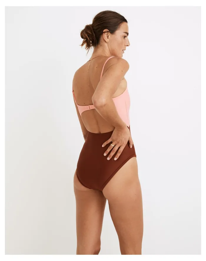 Women Second Wave Cutout One Piece Swimsuit In Colorblock Primrose Madewell Swim Women Second Wave Cutout One Piece Swimsuit In Colorblock Primrose Madewell Swim