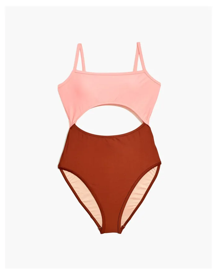 Women Second Wave Cutout One Piece Swimsuit In Colorblock Primrose Madewell Swim Women Second Wave Cutout One Piece Swimsuit In Colorblock Primrose Madewell Swim