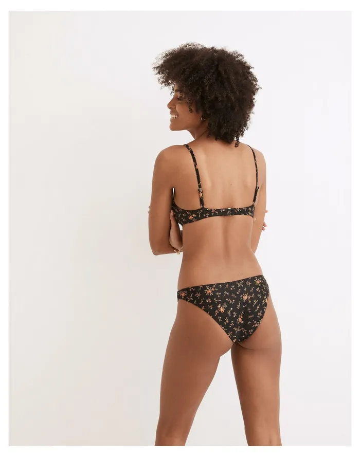 Women Second Wave Retro Seamed Bikini Top In Fresh Sprigs True Black Madewell Swim Women Second Wave Retro Seamed Bikini Top In Fresh Sprigs True Black Madewell Swim