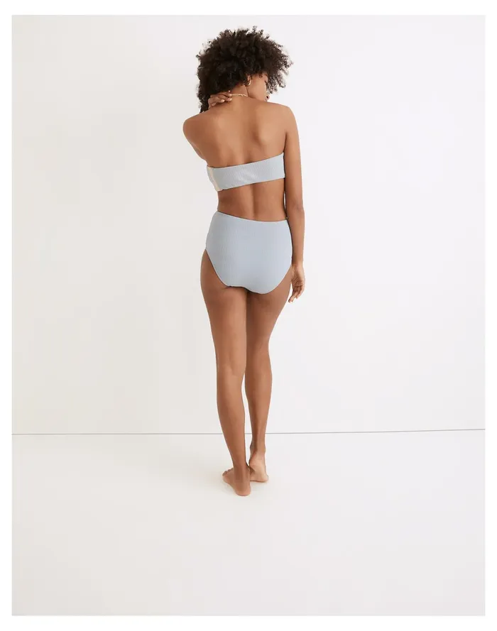 Women Second Wave Ribbed Retro High Waisted Bikini Bottom Americana Blue Madewell Swim Women Second Wave Ribbed Retro High Waisted Bikini Bottom Americana Blue Madewell Swim