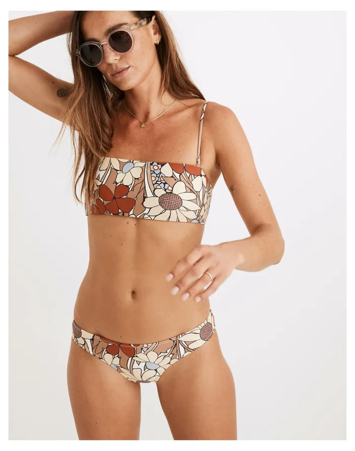 Women Second Wave Spaghetti Strap Bandeau Bikini Top In Daydream Floral Faded Earth Madewell Swim Women Second Wave Spaghetti Strap Bandeau Bikini Top In Daydream Floral Faded Earth Madewell Swim