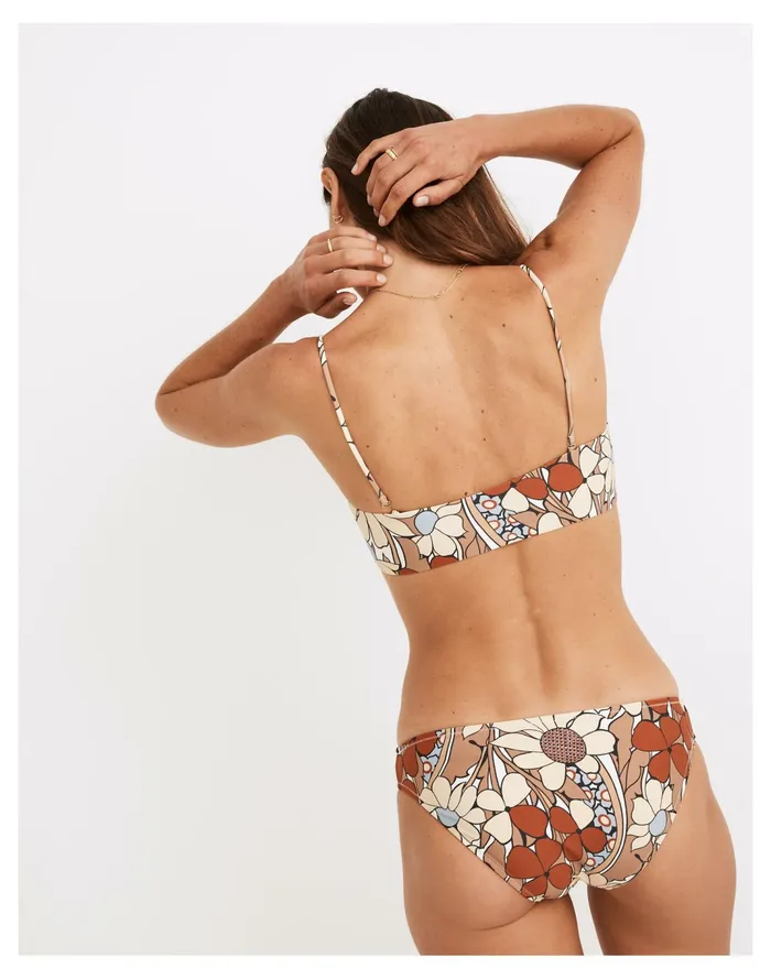 Women Second Wave Spaghetti Strap Bandeau Bikini Top In Daydream Floral Faded Earth Madewell Swim Women Second Wave Spaghetti Strap Bandeau Bikini Top In Daydream Floral Faded Earth Madewell Swim