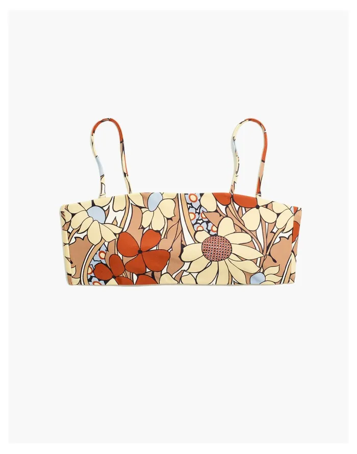 Women Second Wave Spaghetti Strap Bandeau Bikini Top In Daydream Floral Faded Earth Madewell Swim Women Second Wave Spaghetti Strap Bandeau Bikini Top In Daydream Floral Faded Earth Madewell Swim