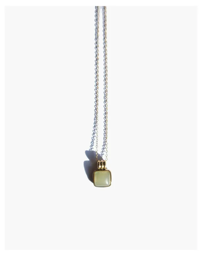 Women Seree Puzzle Square Jade Stone Pendant Necklace Green Madewell Necklaces