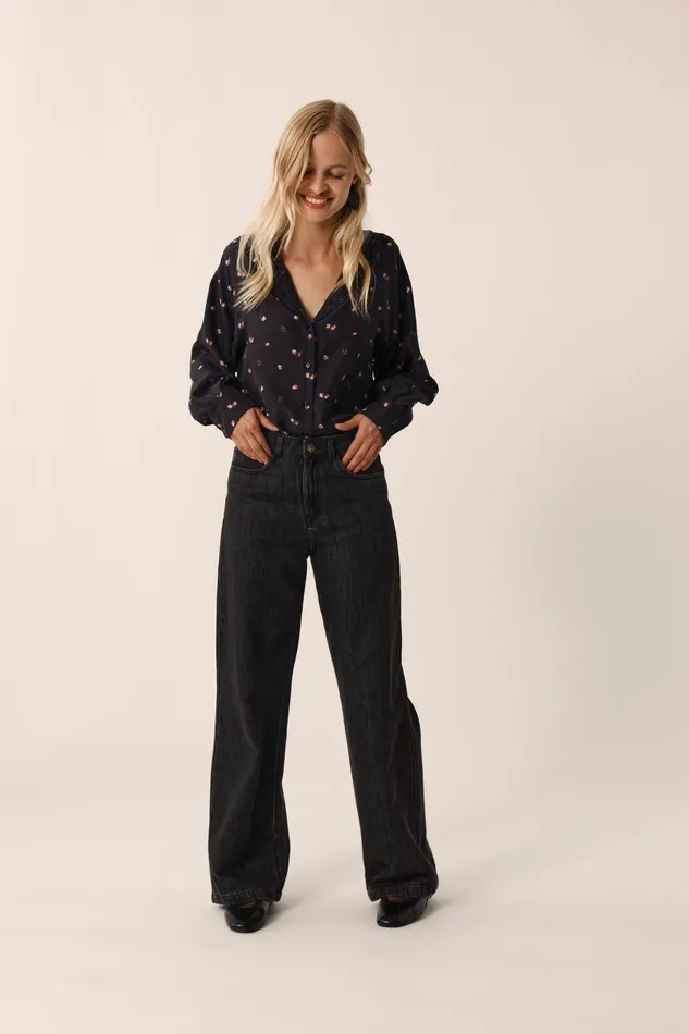 Women Shirt Sevre Bloom Chemise Soie Noire Des Petits Hauts Blouses Shirts and Tops