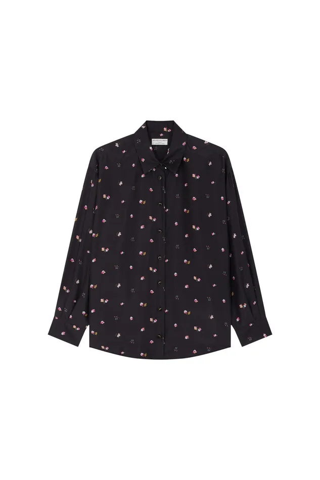 Women Shirt Sevre Bloom Chemise Soie Noire Des Petits Hauts Blouses Shirts and Tops