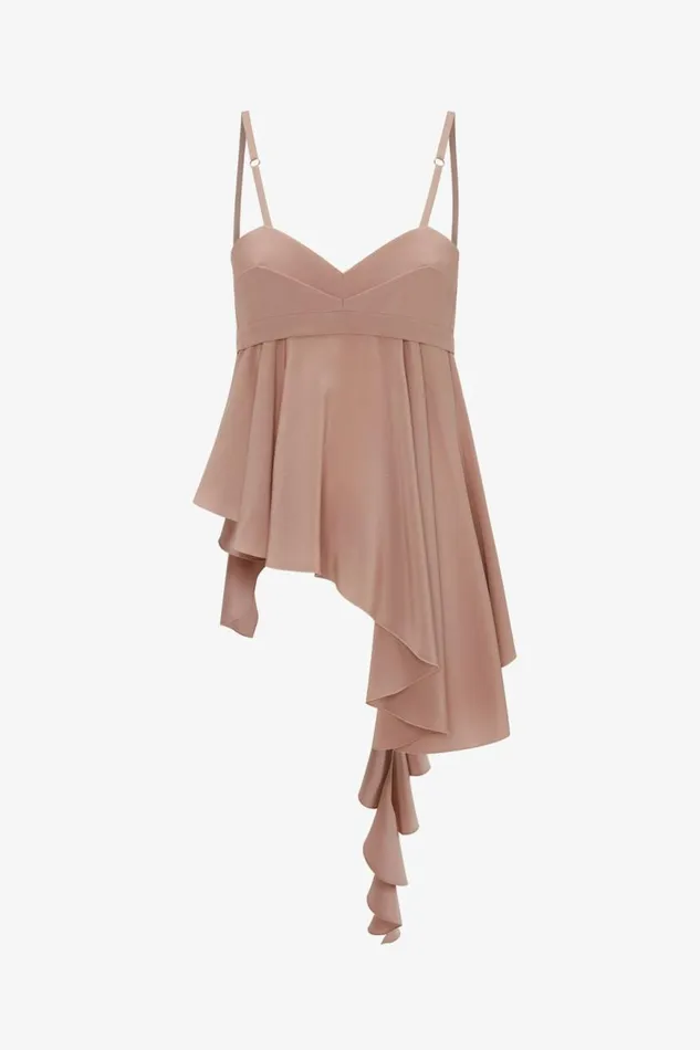 Women Shirts and Tops Victoria Beckham Bra Detail Ruffle Cami In Taupe