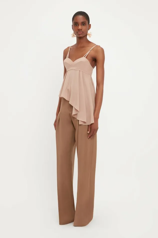 Women Shirts and Tops Victoria Beckham Bra Detail Ruffle Cami In Taupe