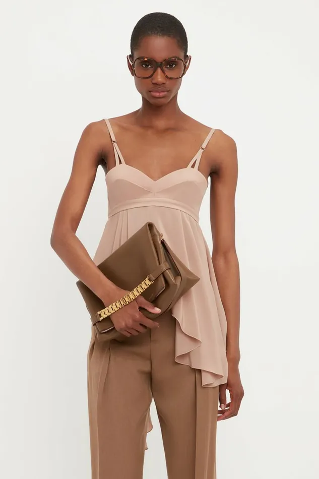 Women Shirts and Tops Victoria Beckham Bra Detail Ruffle Cami In Taupe