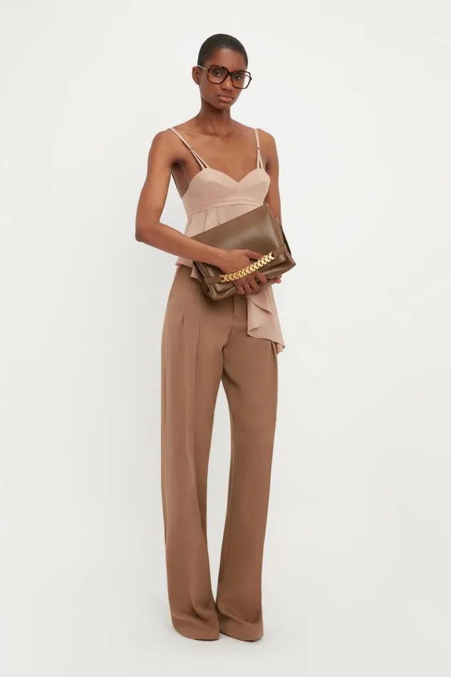 Women Shirts and Tops Victoria Beckham Bra Detail Ruffle Cami In Taupe