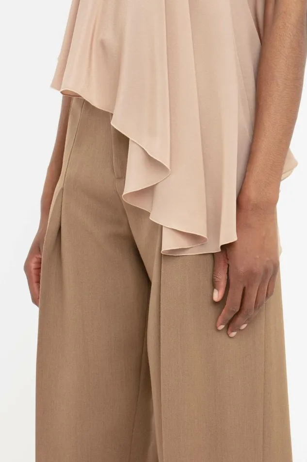 Women Shirts and Tops Victoria Beckham Bra Detail Ruffle Cami In Taupe