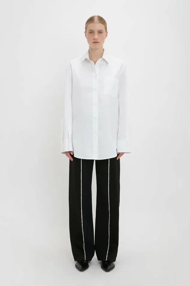 Women Shirts and Tops Victoria Beckham Cuff Detail Oversized Shirt In White