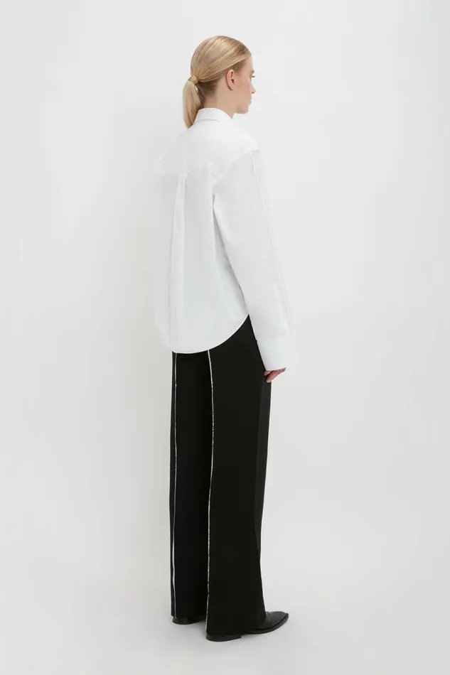 Women Shirts and Tops Victoria Beckham Cuff Detail Oversized Shirt In White
