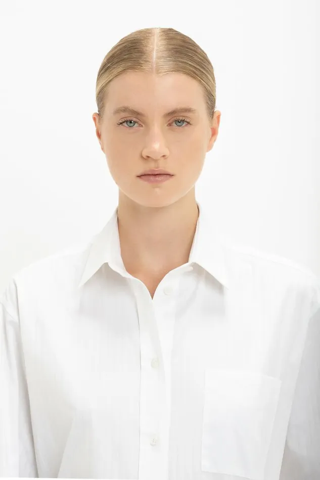 Women Shirts and Tops Victoria Beckham Cuff Detail Oversized Shirt In White