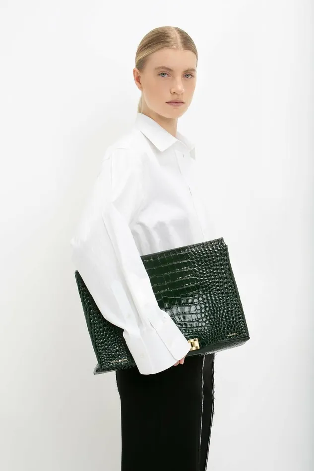 Women Shirts and Tops Victoria Beckham Cuff Detail Oversized Shirt In White