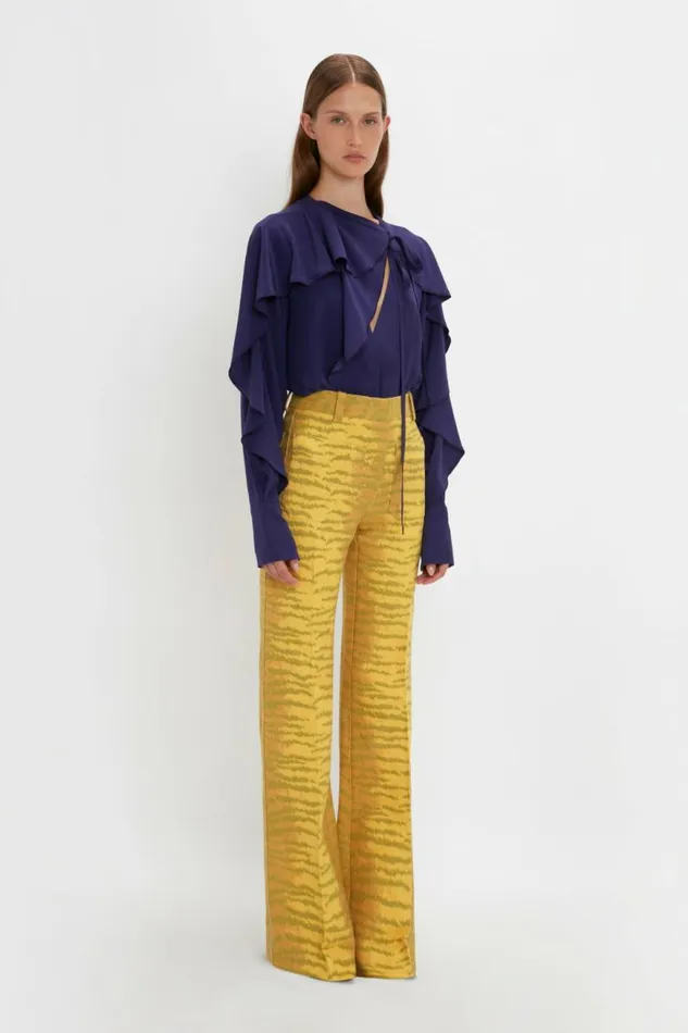 Women Shirts and Tops Victoria Beckham Tie Detail Ruffle Blouse In Ultraviolet