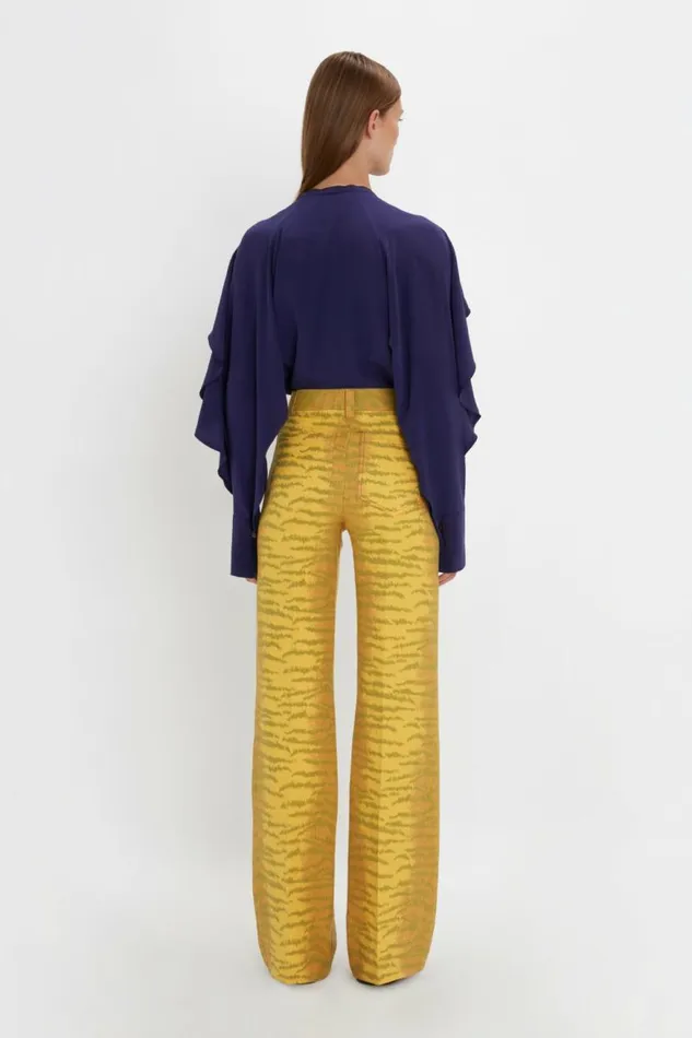 Women Shirts and Tops Victoria Beckham Tie Detail Ruffle Blouse In Ultraviolet